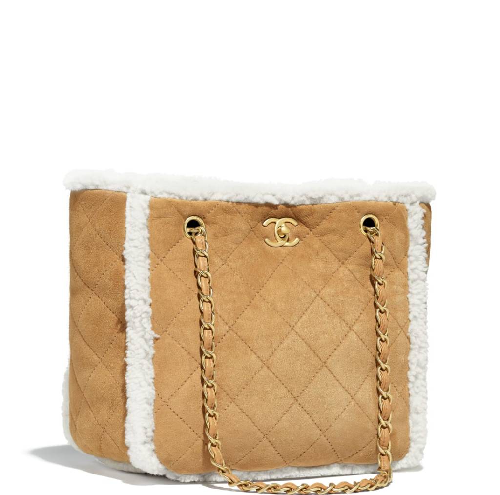 Chanel 14A Patchwork No. 5 Caption Comic Shearling jumbo flap bag