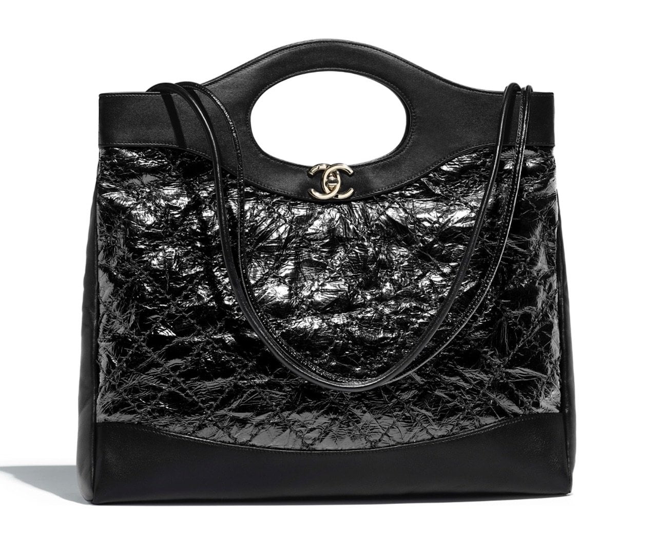 Chanel 22 Handbag Large 22S Calfskin White/Black Logo in Calfskin Leather  with Gold-tone - US