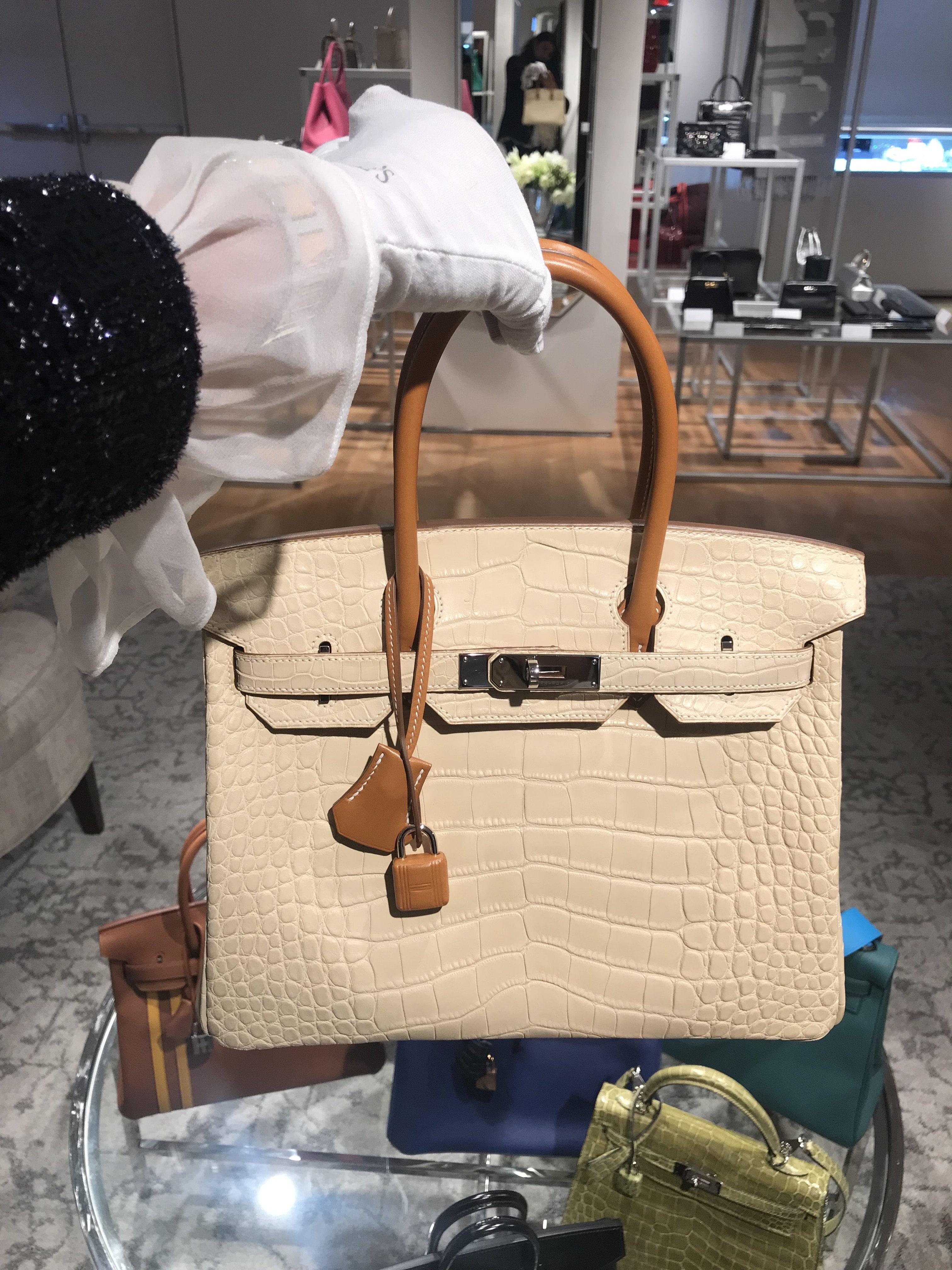 Hermes Birkin Touch 30 Bag Gold Matte Alligator / Togo Limited