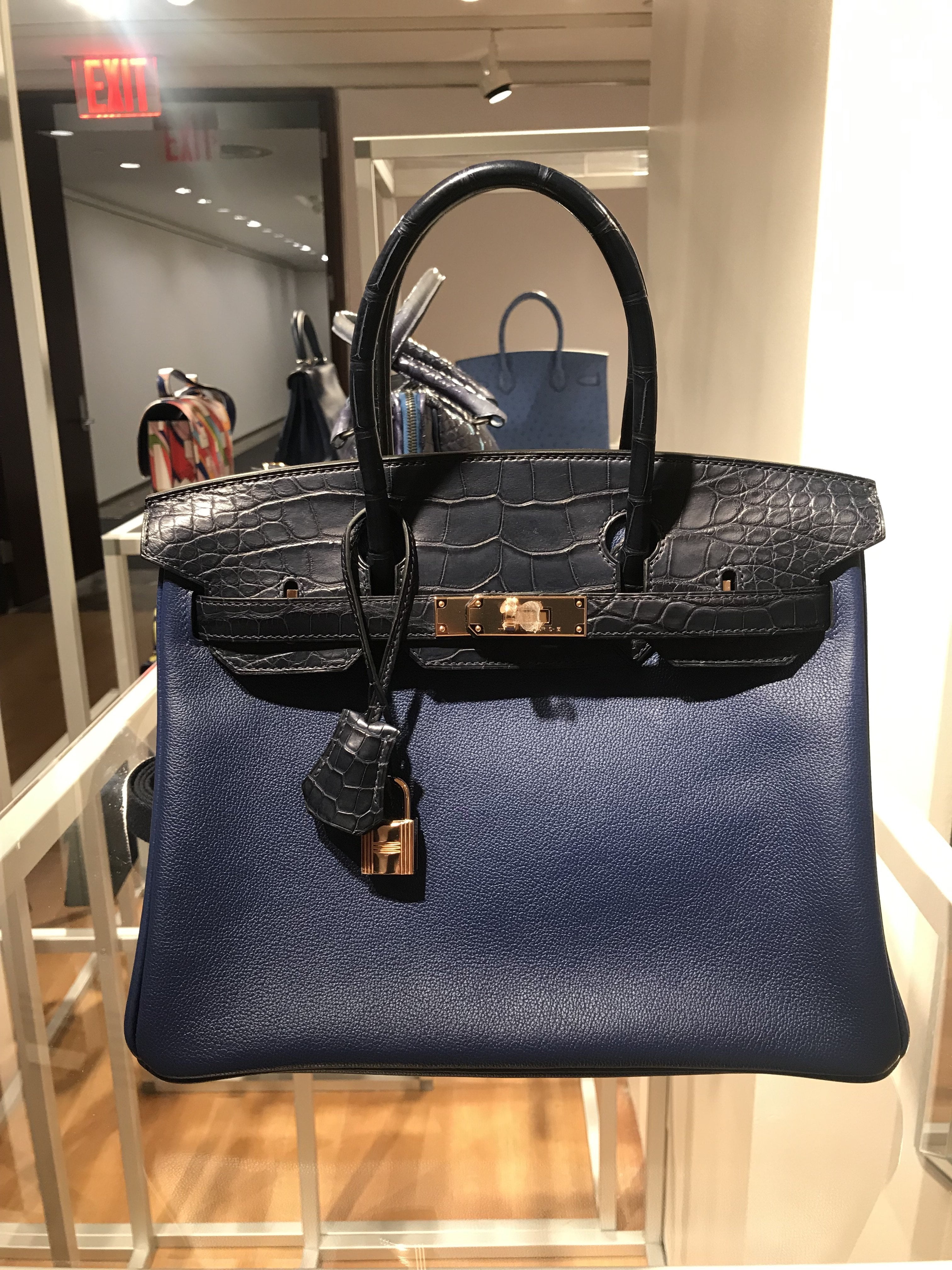 Hermes Birkin bag 25 Blue saphir Novillo leather Silver hardware