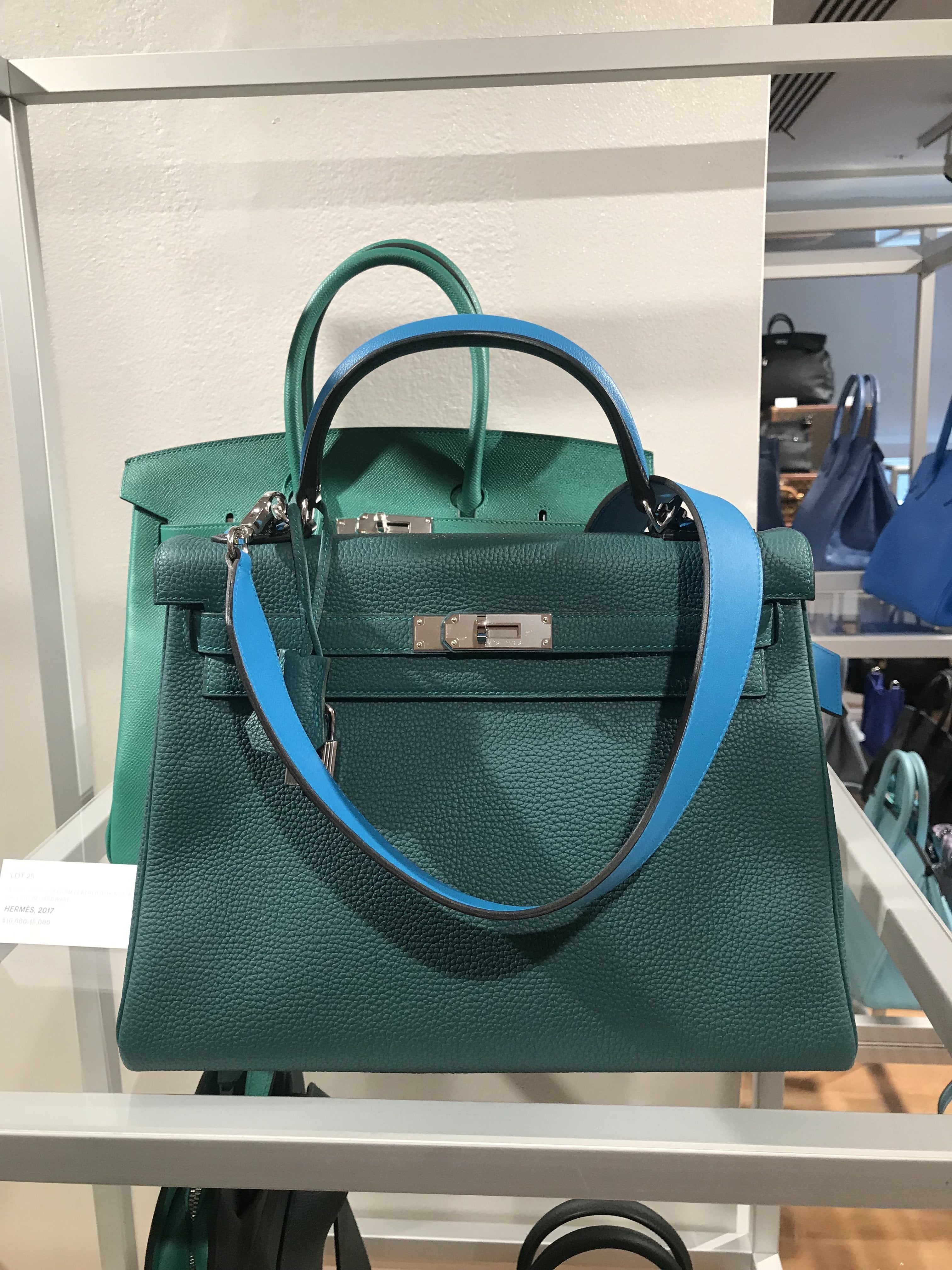 Hermes Malachite Togo Retourne Kelly Handbag