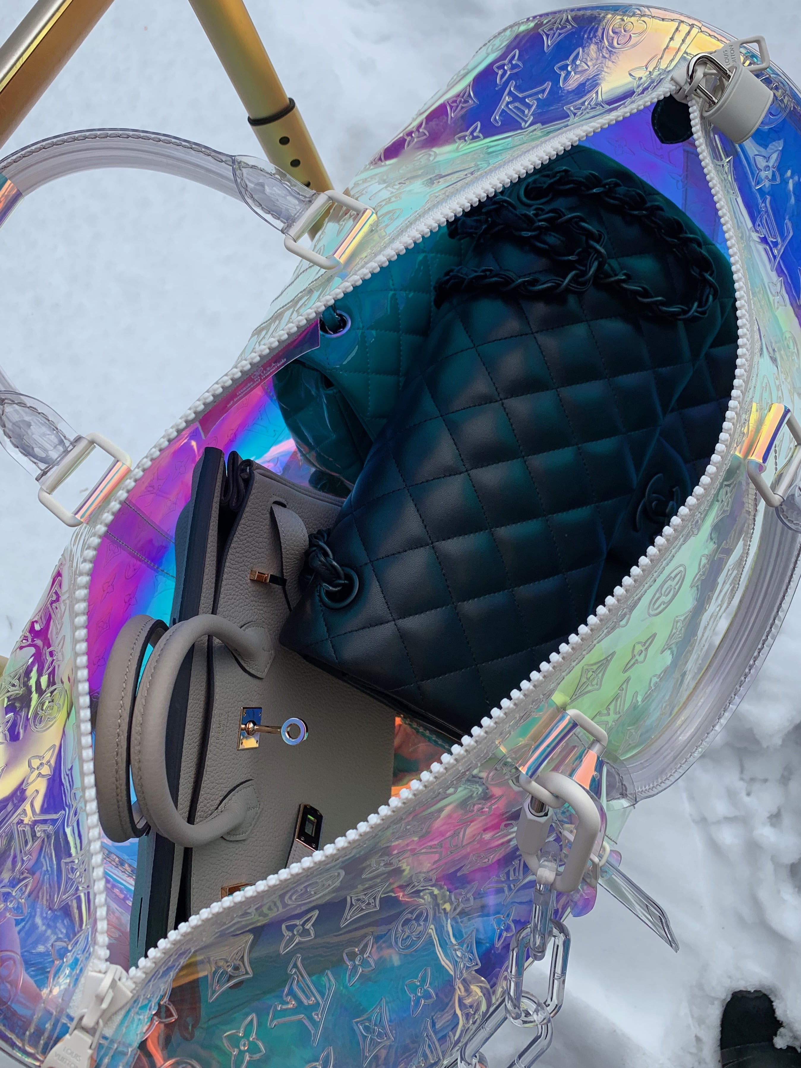 louis vuitton iridescent blue duffel