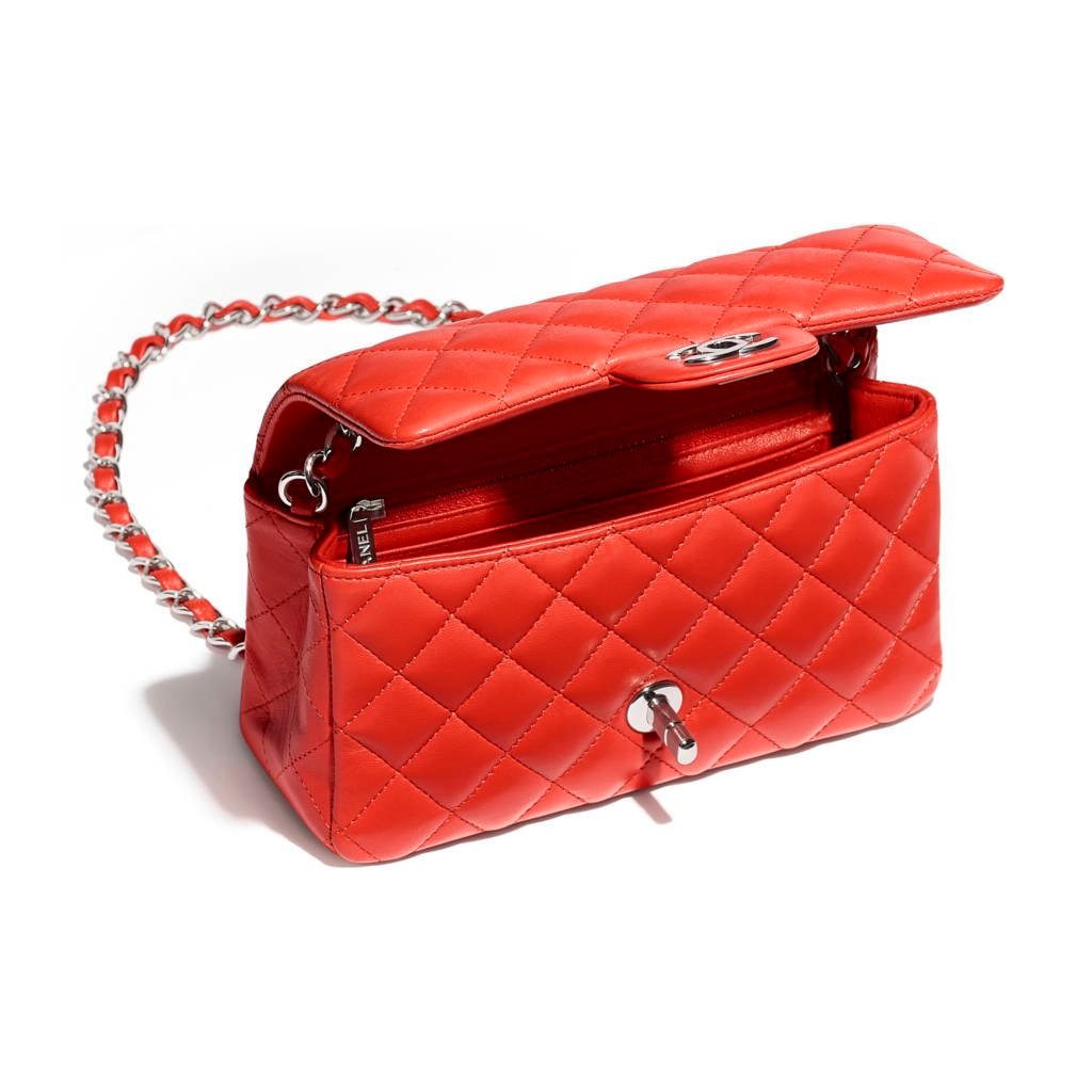 Chanel, Caviar Rectangular Classic Flap in Red