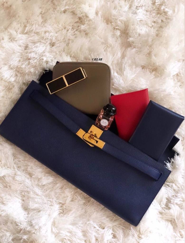 Hermes Kelly Cut 31cm Epsom Leather Clutch Orange