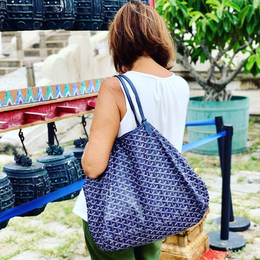 2019 Goyard Dark Blue Chevron Canvas & Calfskin Leather Rouette PM