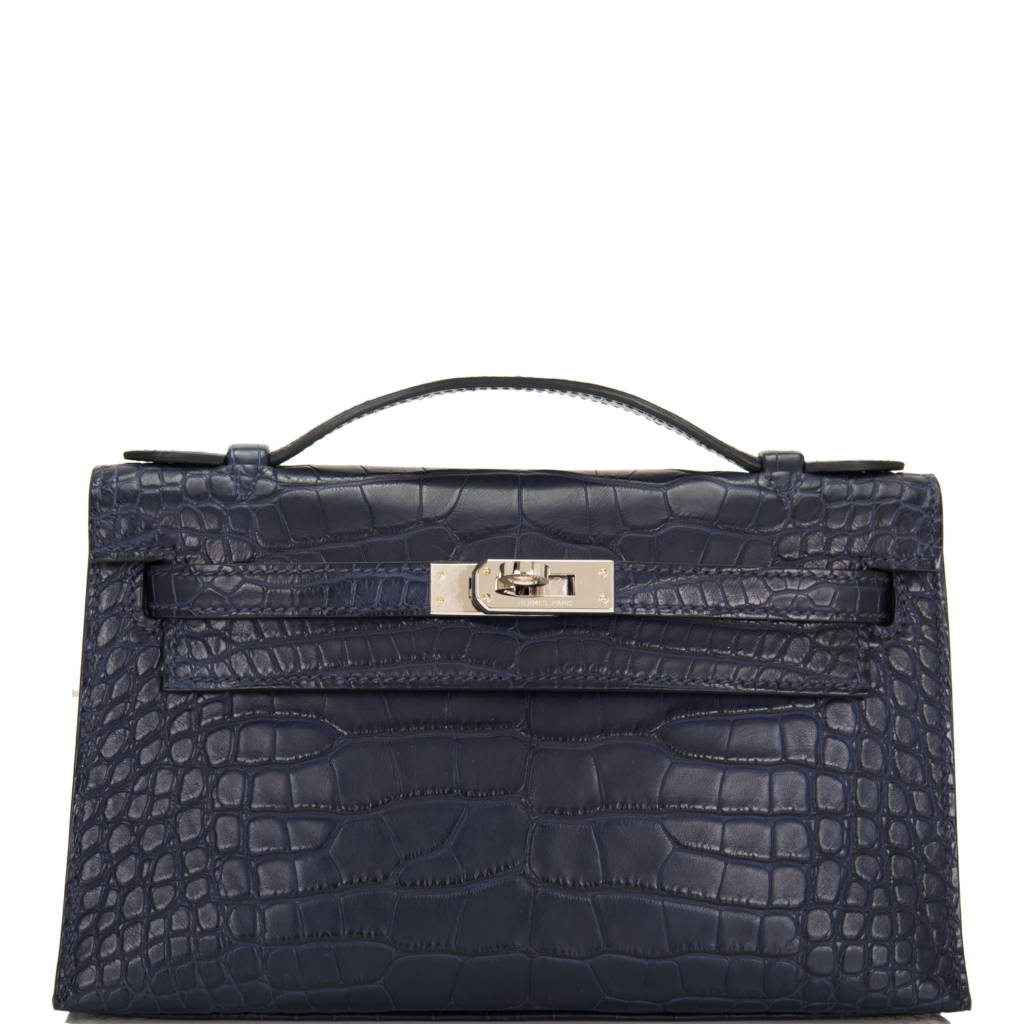 Hermes Special Order (HSS) Kelly Sellier 20 Bleu Encre and Bleu Indigo  Chevre Mysore Palladium Hardware