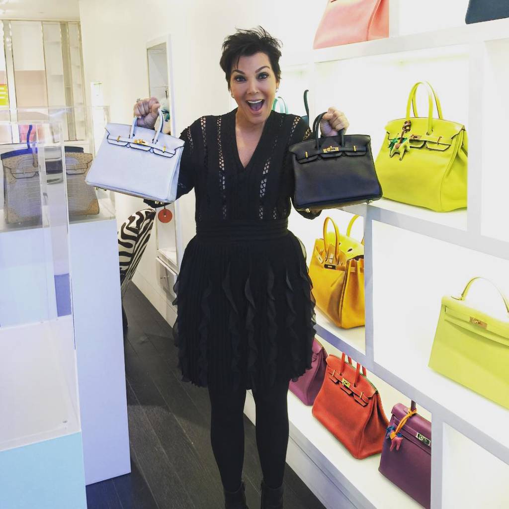 kris jenner blue birkin bag