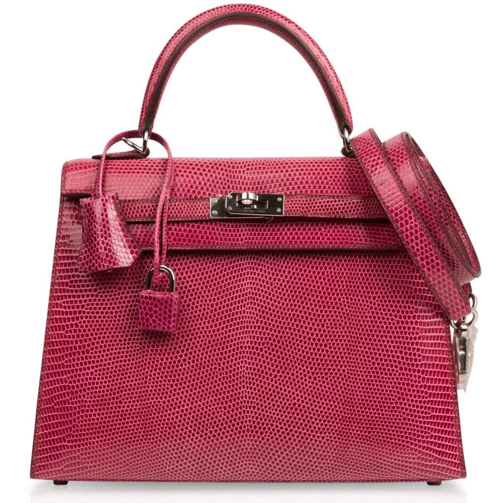 Ombré Shiny Salvator Lizard Kelly Pochette Palladium Hardware