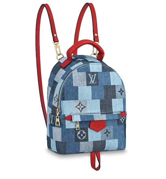 LOUIS VUITTON Denim Damier Monogram Patchwork Palm Springs Backpack Mini  Blue