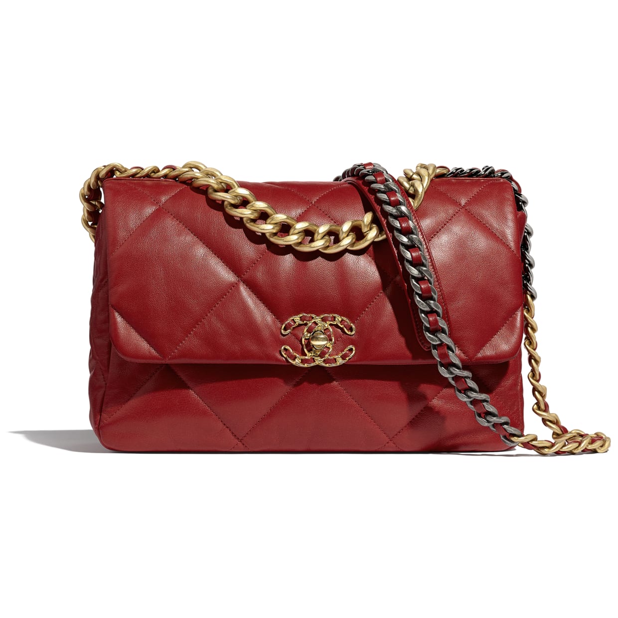 Chanel Goatskin Quilted Medium Chanel 19 Flap Red