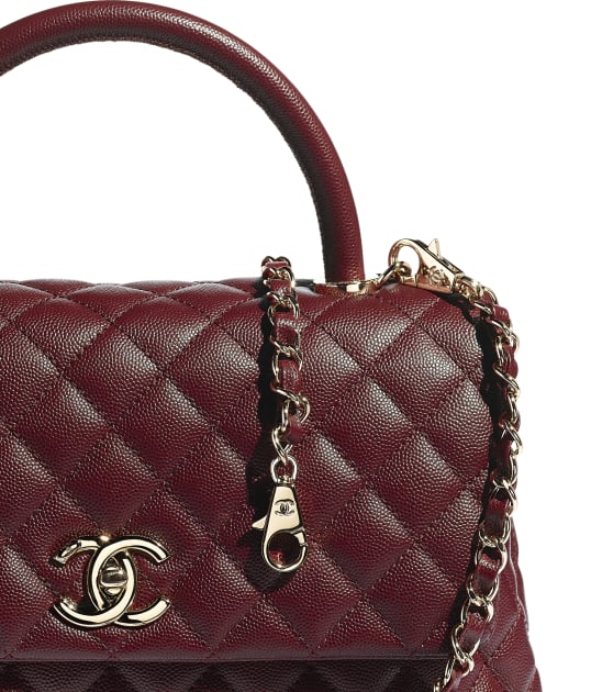 Chanel Flap Bag Top Handle Quilted Grained Calfskin Gold-tone