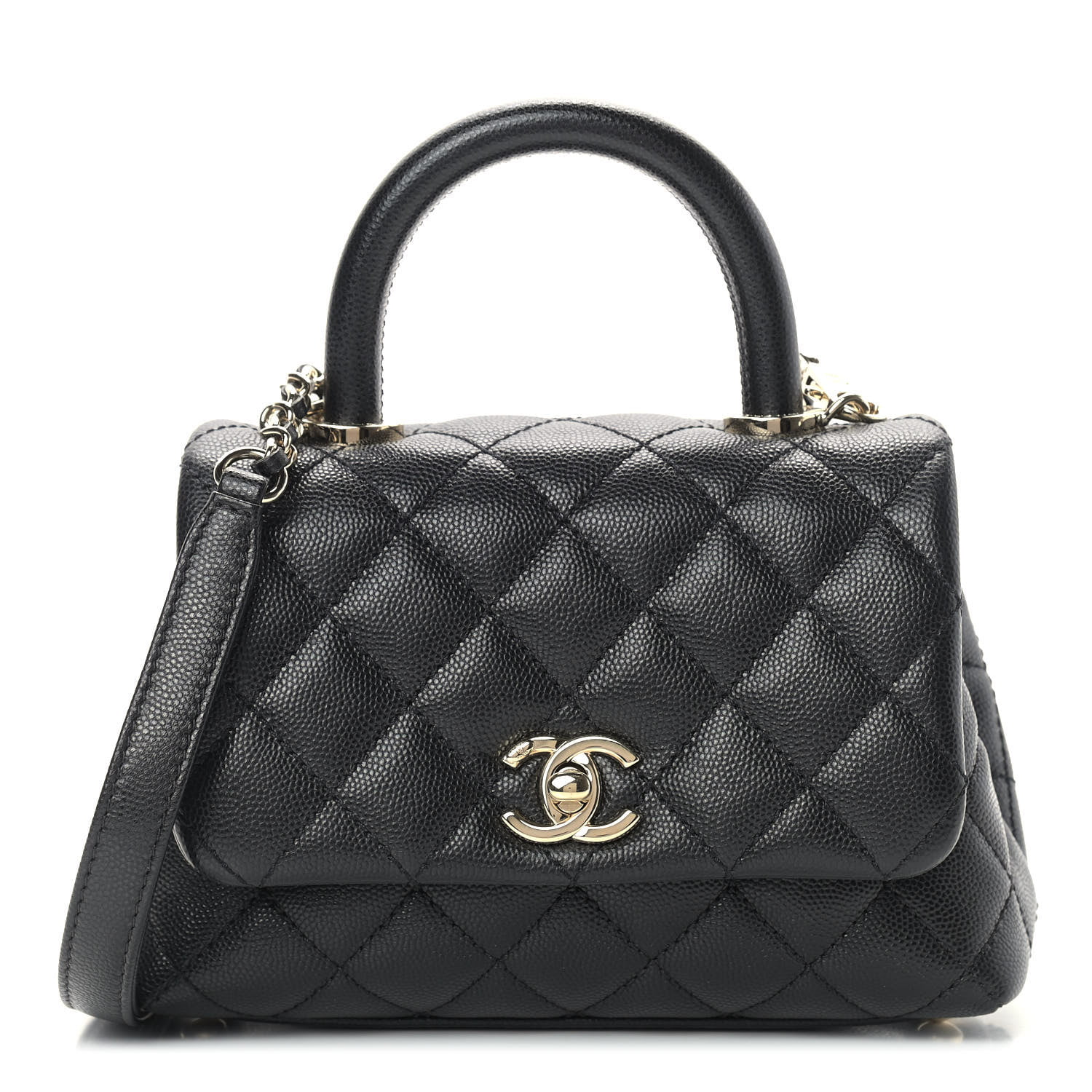 Chanel Extra Mini White Quilted Caviar Coco Handle TPM