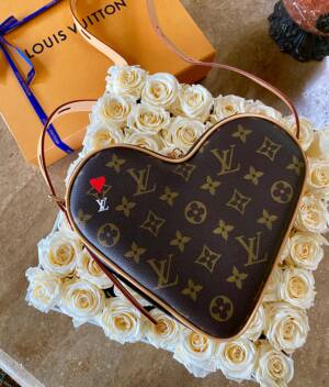 pink lv heart bag