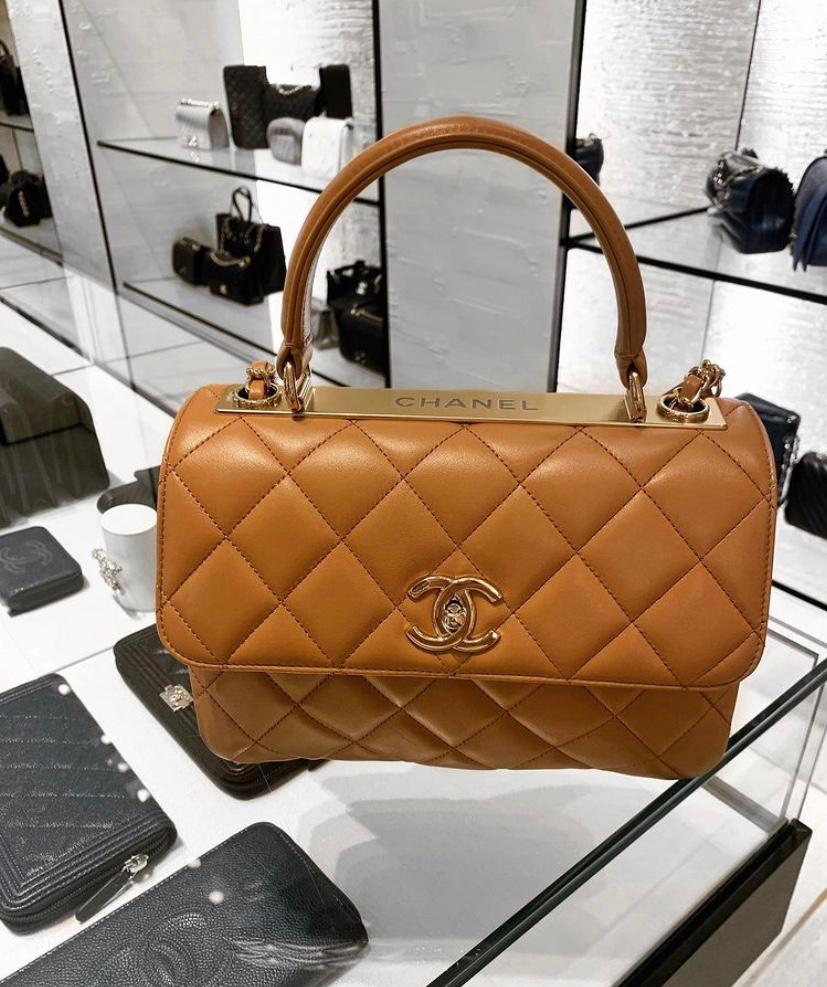 Trendy cc top handle leather handbag Chanel Orange in Leather