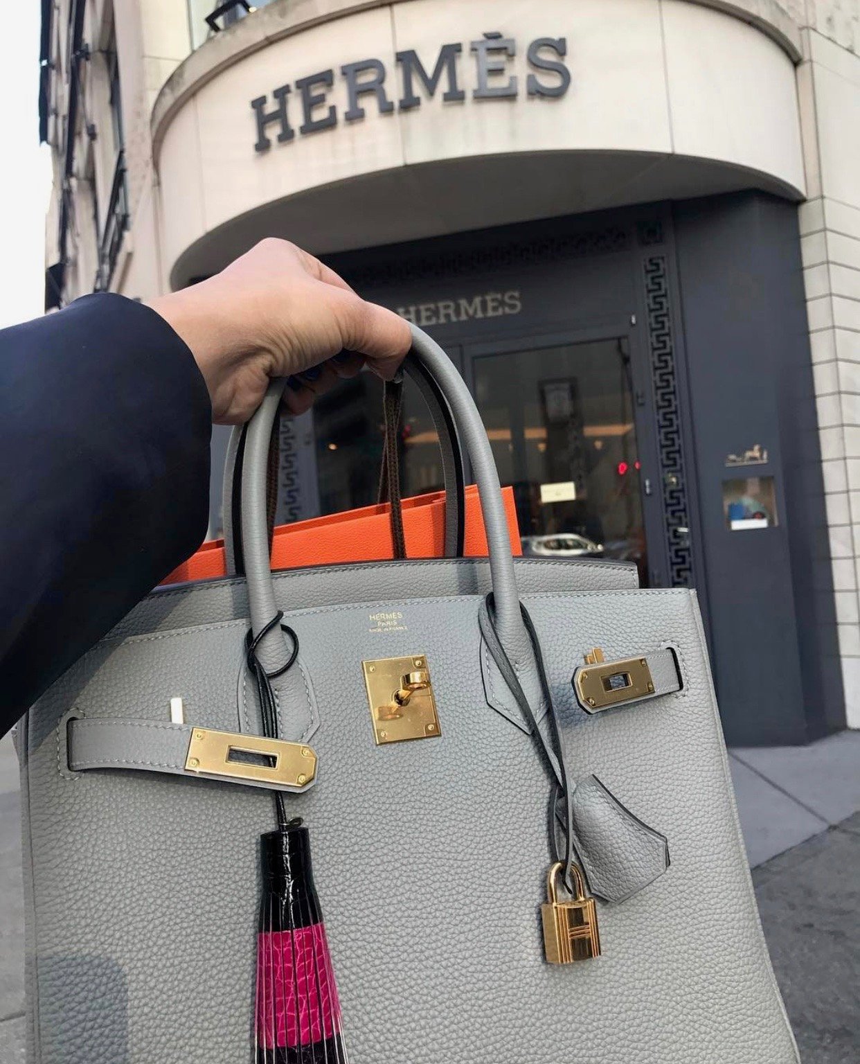 HERMES KELLY SELLIER 25 GRIS MOUETTE EPSOM