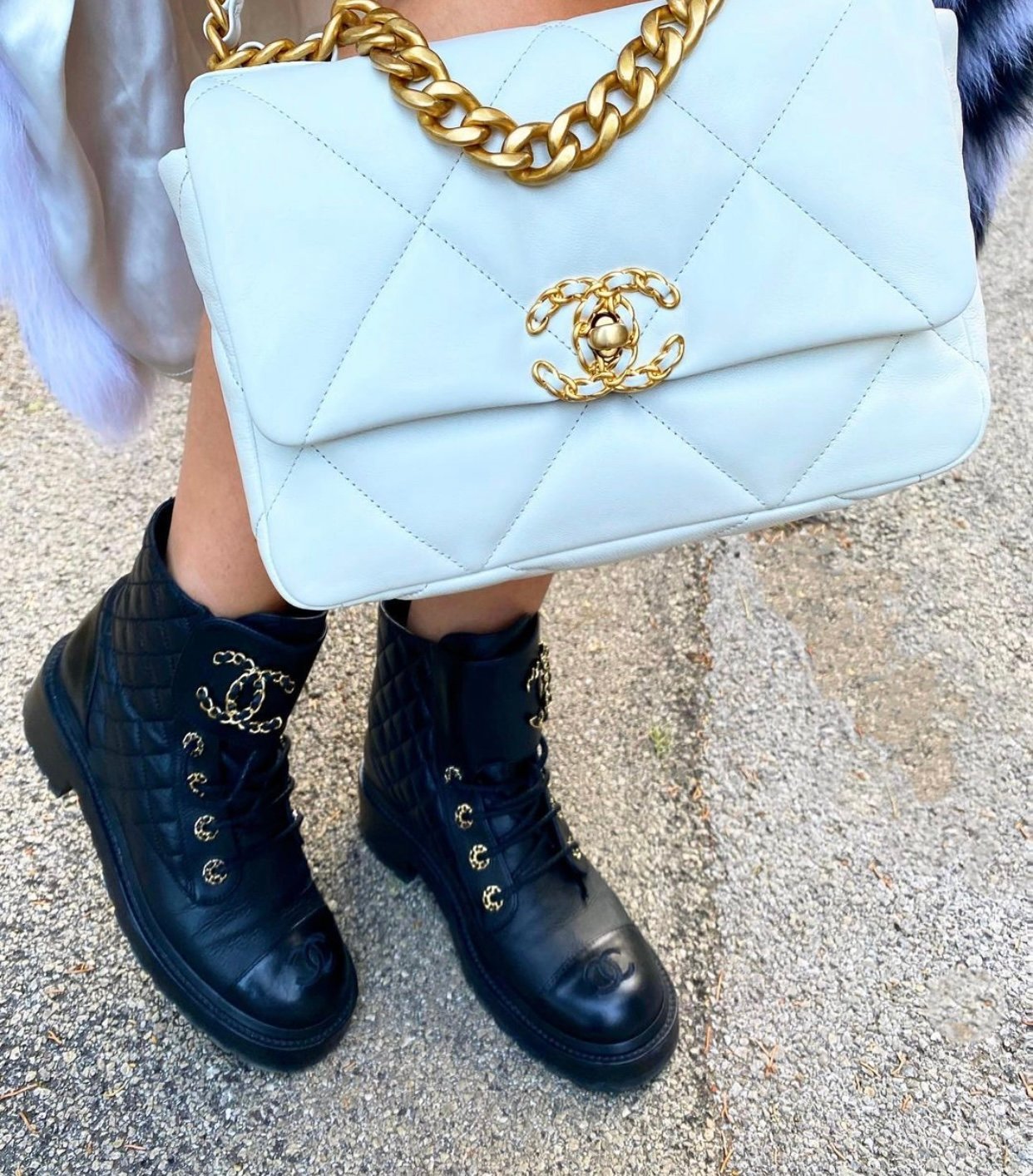 chanel bag two tone chain