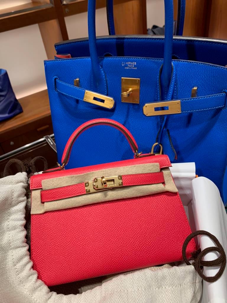 Hermès Blue Brume Handbags for Sale