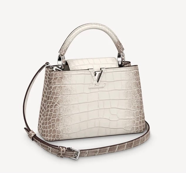 LOUIS VUITTON White Himalaya Matte Crocodile Leather Capucines MM For Sale  at 1stDibs