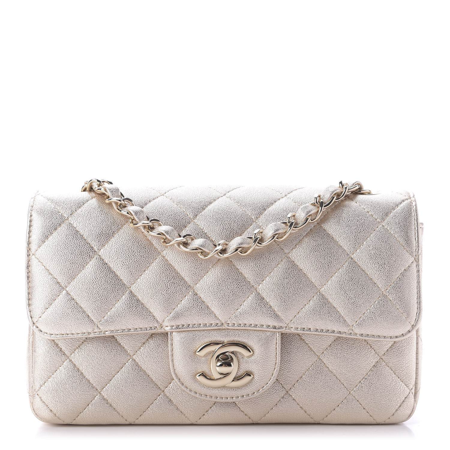 Chanel Mini Rectangular Flap Bag With Top Handle Chain Light