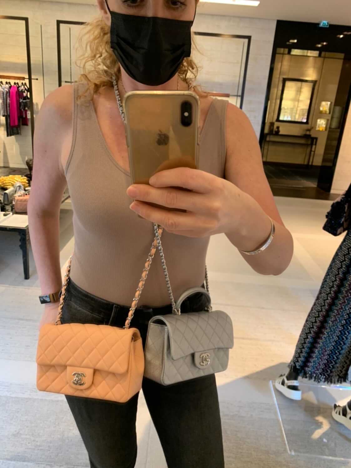 Rare* Chanel Ecru Mini with Dark Beige interior Rectangular Top