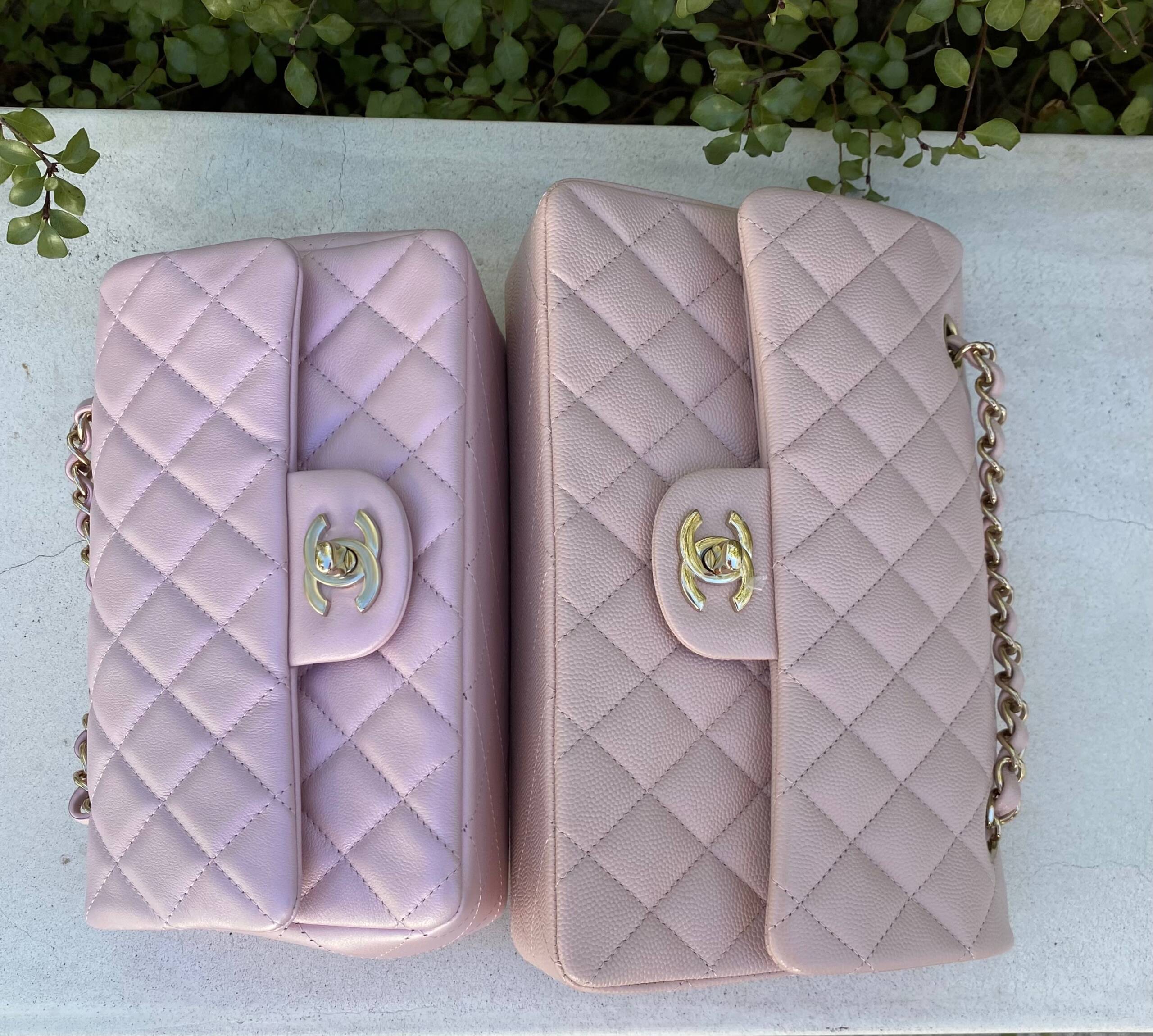 Chanel Flap Card Holder 21S Light Pink Quilted Caviar with light gold  hardware