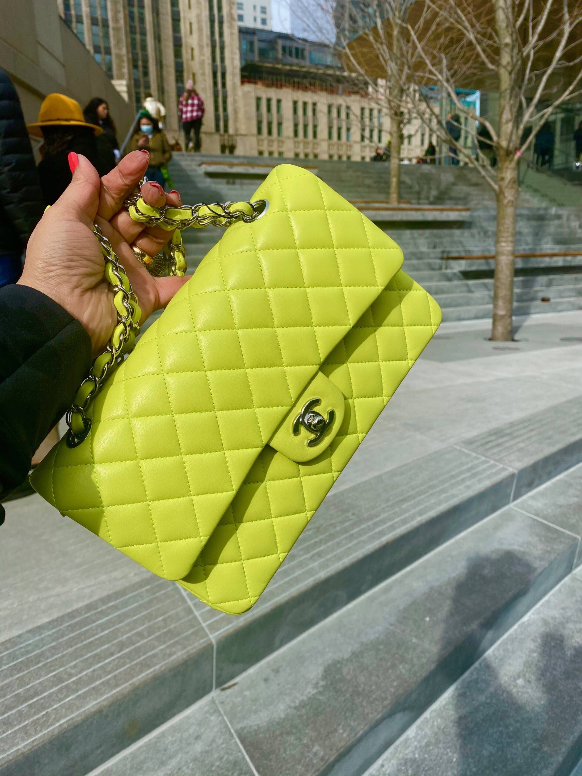 chanel mini yellow handbag