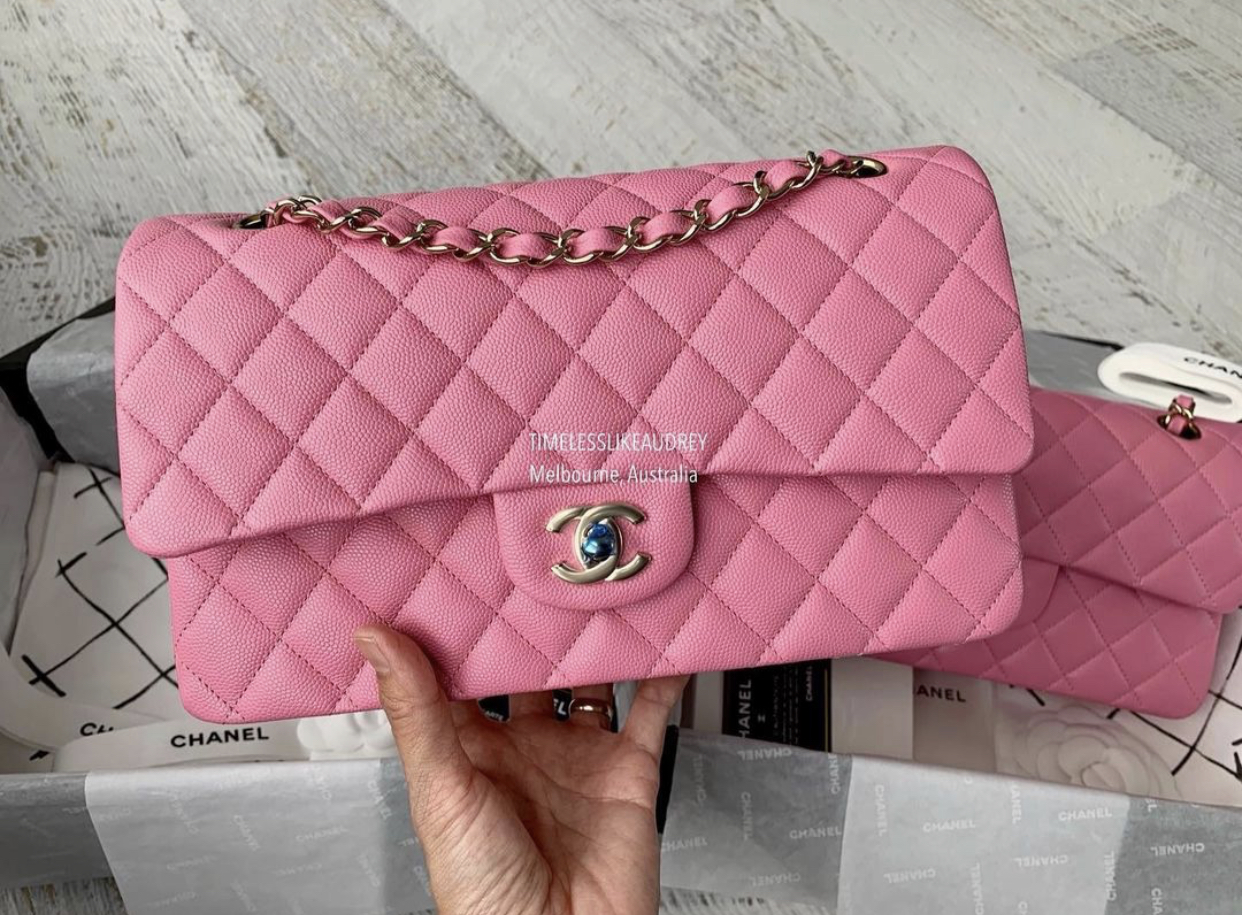 Chanel Medium/Large Barbie Pink Quilted Caviar Classic Double Flap