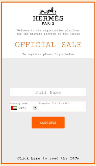 hermes sample sale