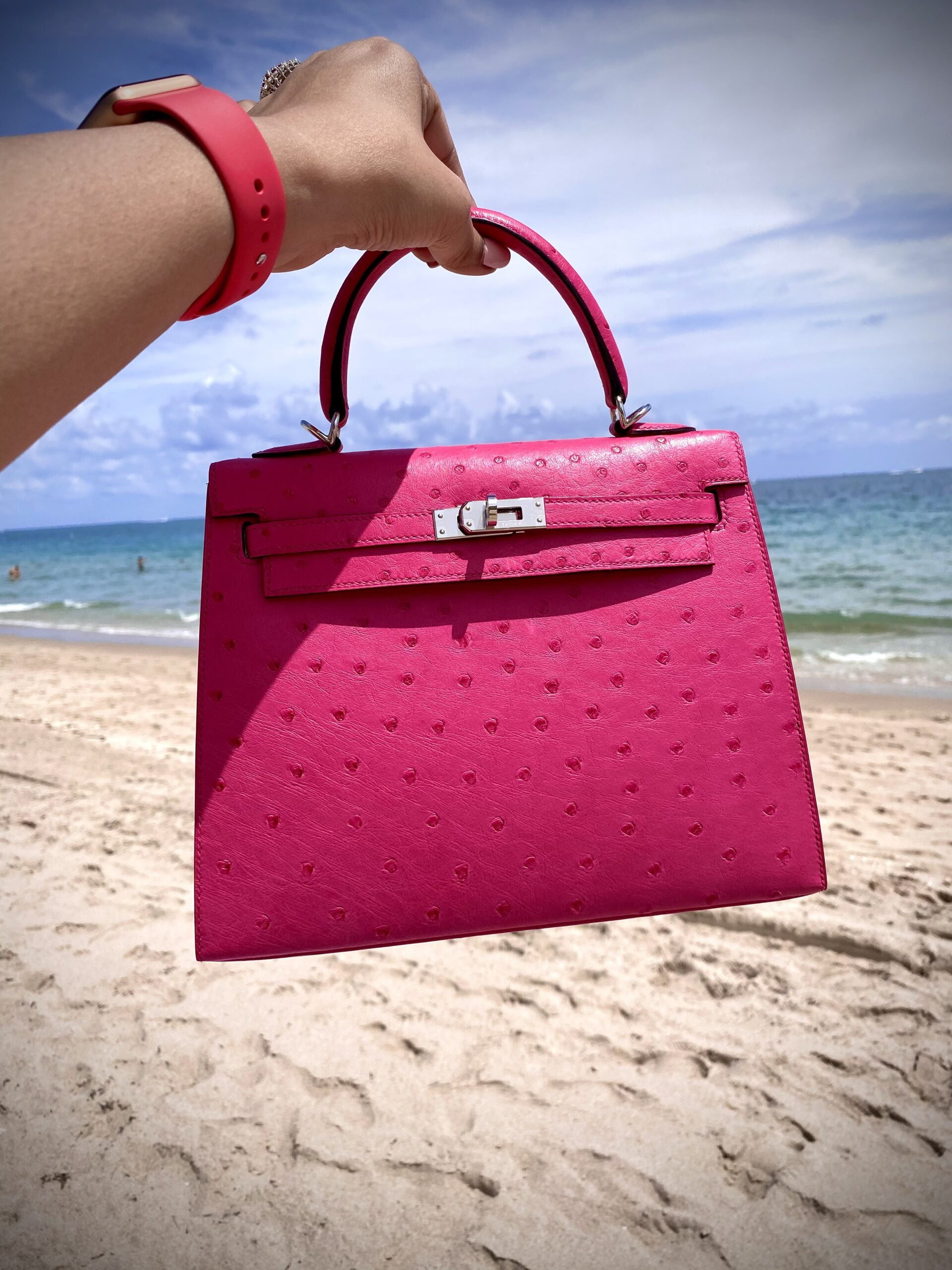 Hermes Kelly Mini 5P Bubblegum Ostrich