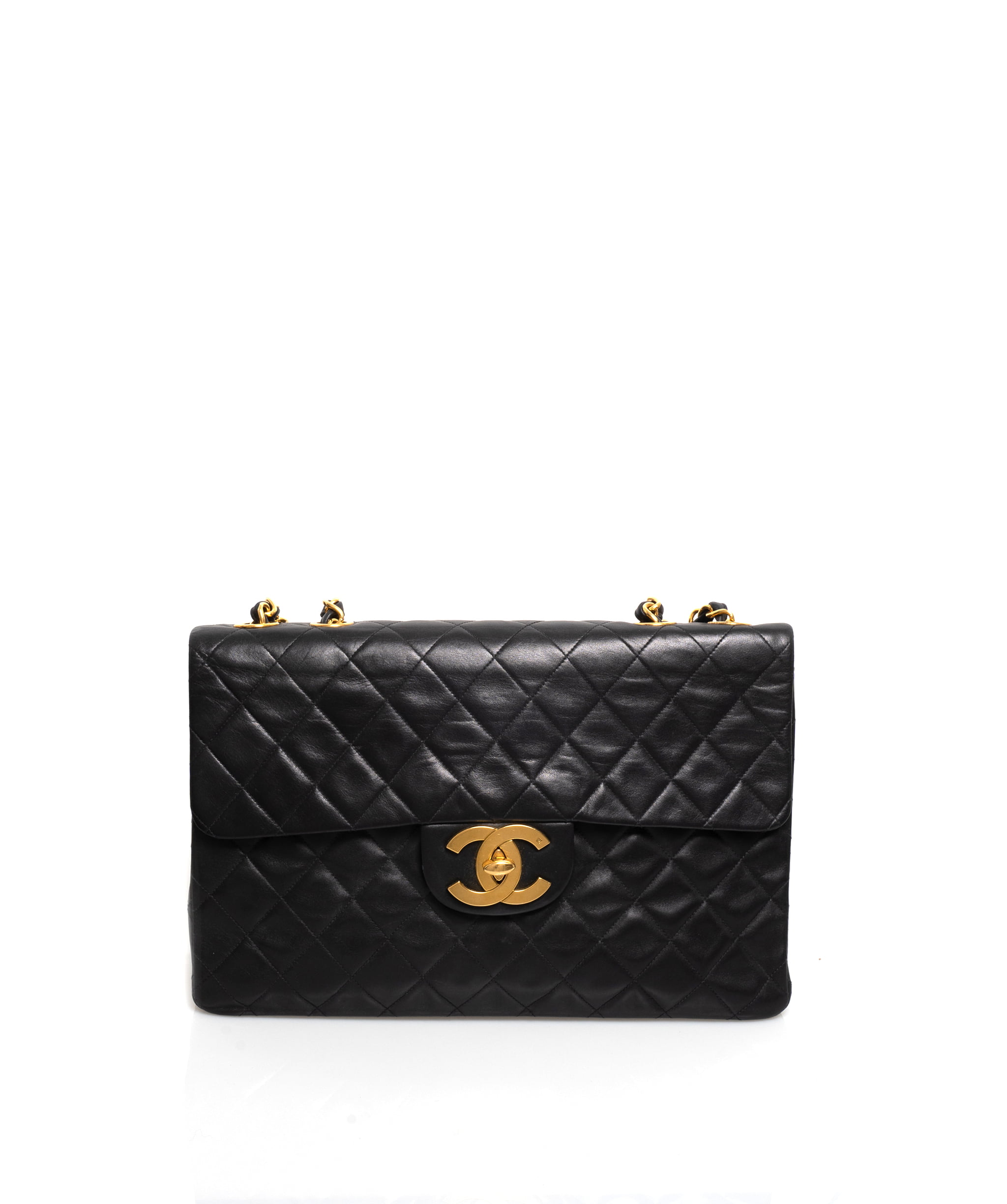 Chanel Black Vintage Patent Angled Classic Flap with Tassel Bag