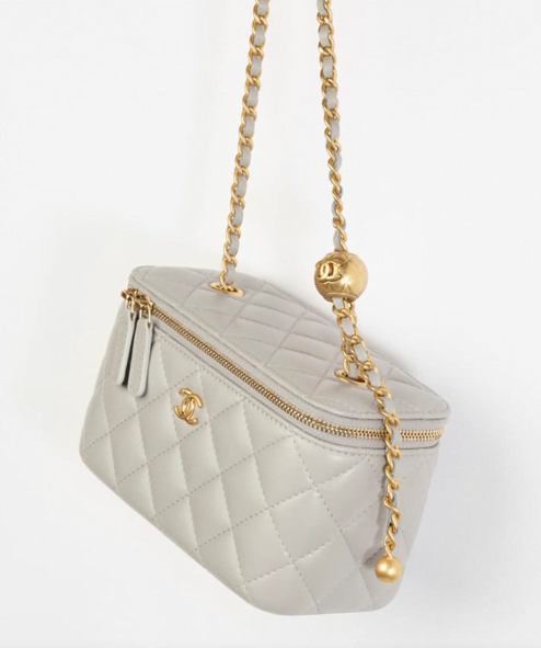 white chanel vanity case handbag