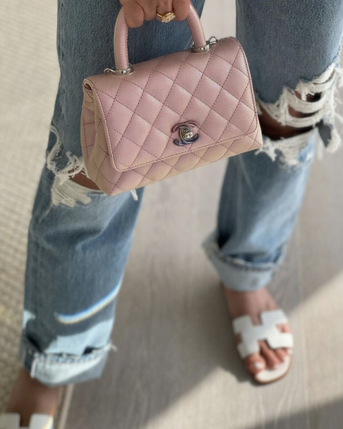 CHANEL Caviar Quilted Mini Coco Handle Flap Pink 1301226