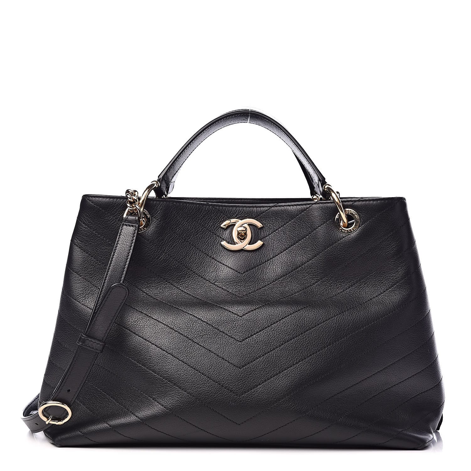 Chanel Grand Shopping Tote Bag Vintage Black Leather ref.190612