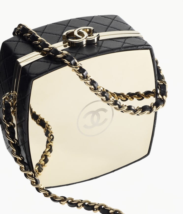 Chanel Black Clutch Bag with Mirror