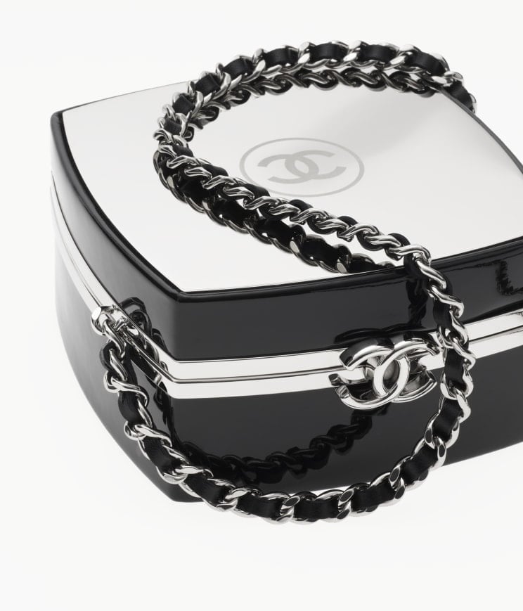 Chanel Mini Beauty Box Clutch With Chain Black Gold Hardware