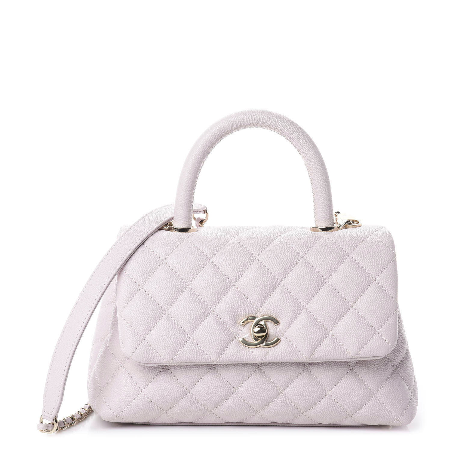 Chanel Extra Mini White Quilted Caviar Coco Handle TPM