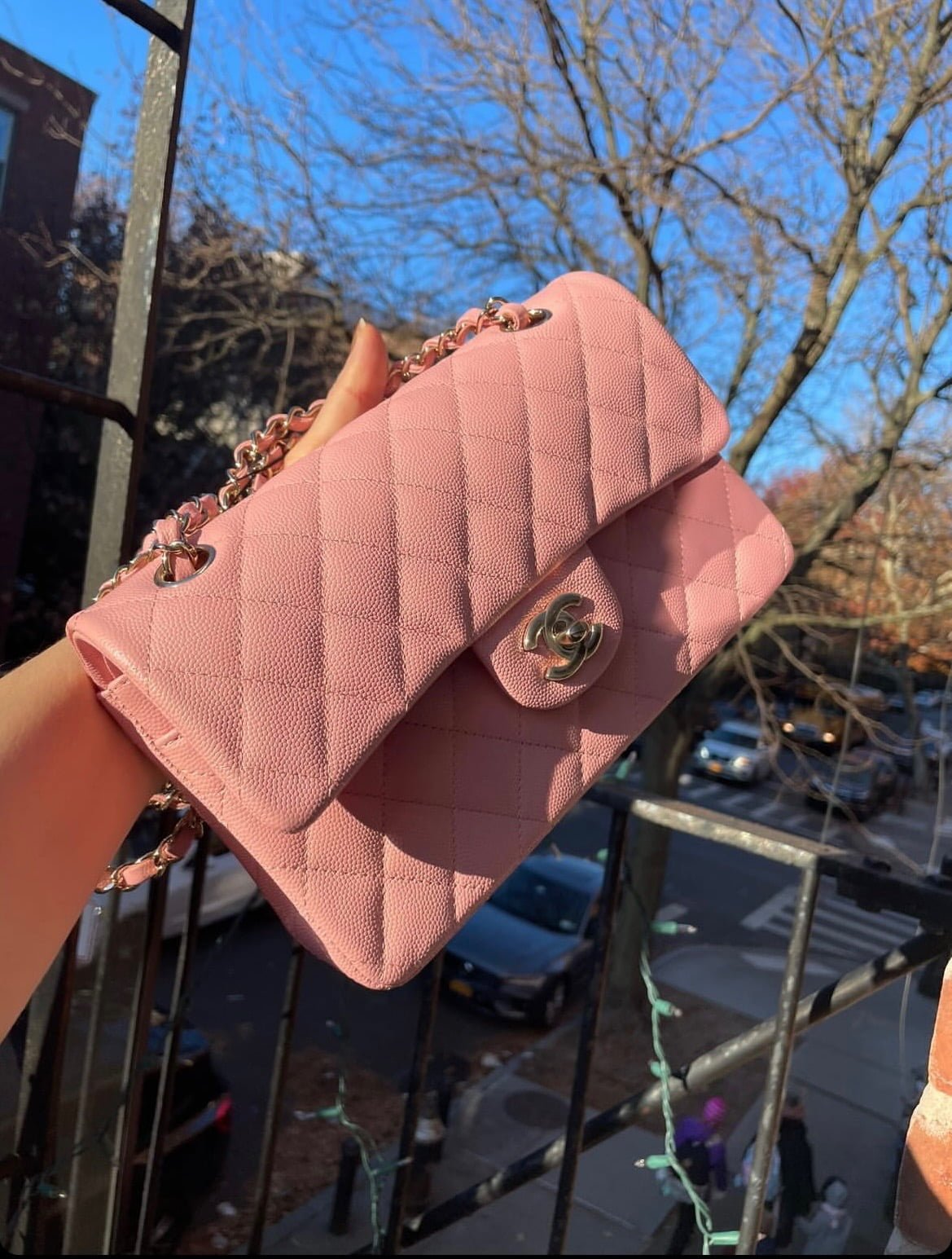 🦄💖Chanel 22S Light Pink Small Classic Flap (Caviar, LGHW) (Non