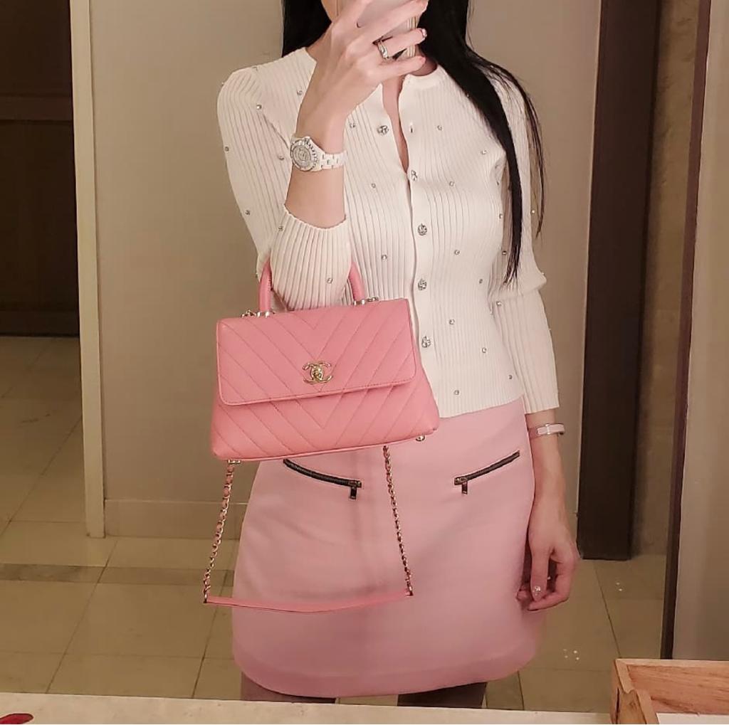 Chanel Coco First 22K mini flap bag pink calfskin