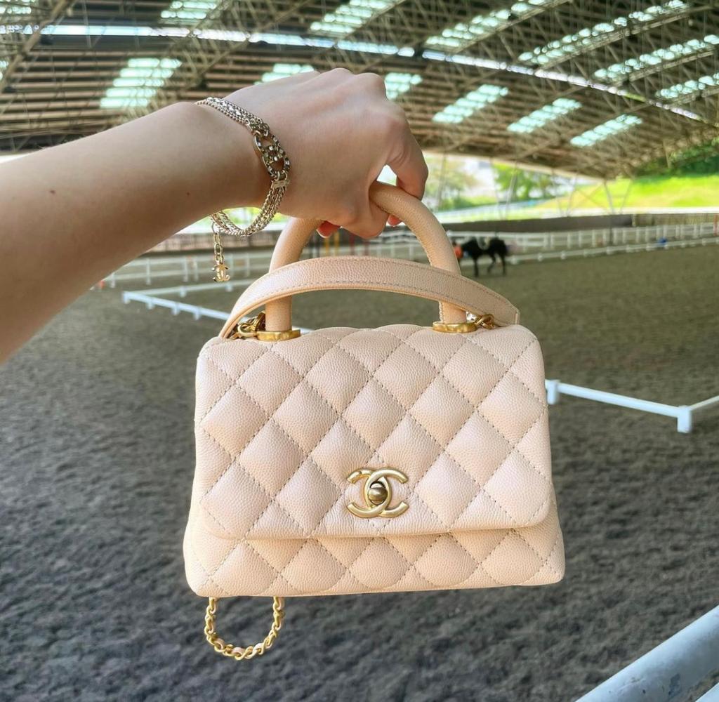 22C Chanel Small Coco Handle bag pink caviar leather