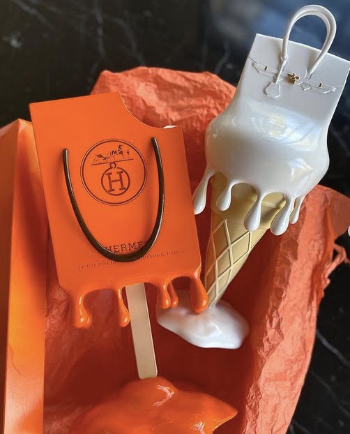 Hermes Birkin Ice Cream Bag Sculpture - Orange – Kanvaskingdomgallery