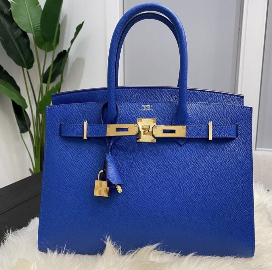 Hermes Birkin Verso bag 25 Bronze dore/ Blue brume Togo leather