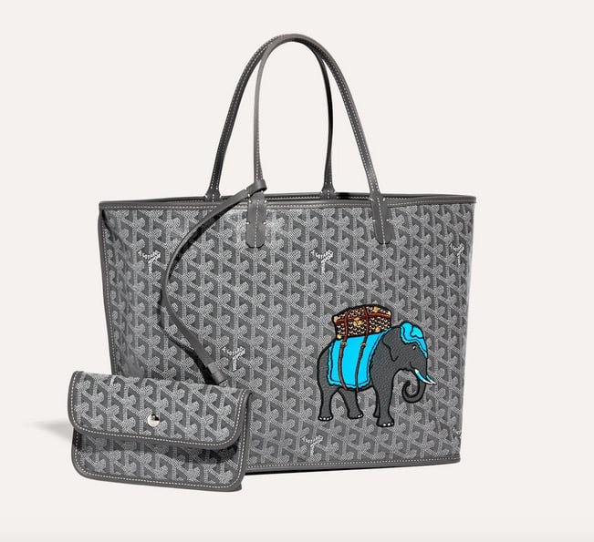 GoyardOfficial on X: A VOYAGE TO INDIA: THE ANJOU PM WITH ELEPHANT  EMBROIDERY Seamless Reversibility: just like the Anjou PM tote it adorns,  which has one side in Goyardine & the other