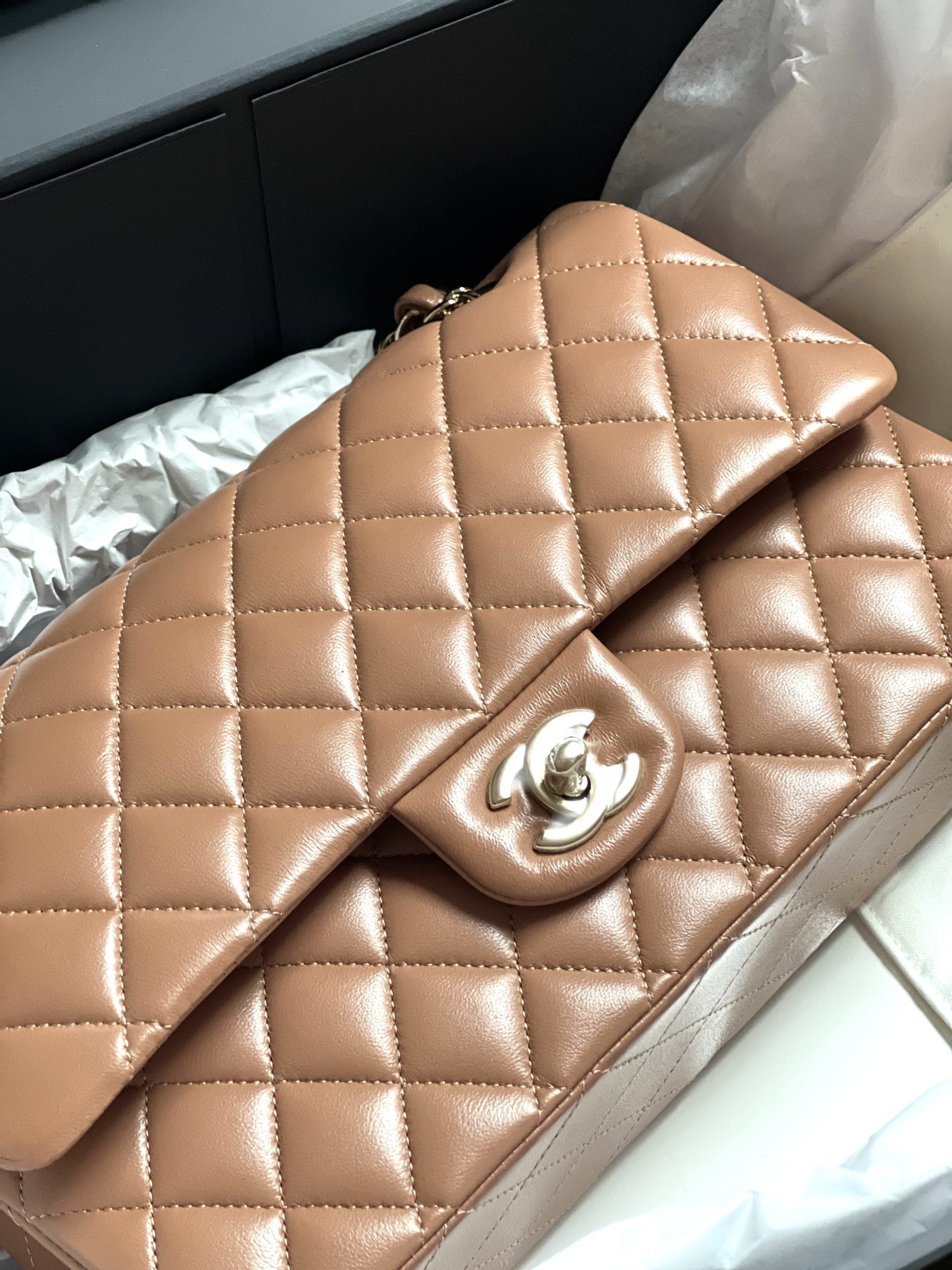 Chanel Classic Mini Rectangular 21P Dark Brown/Caramel Quilted