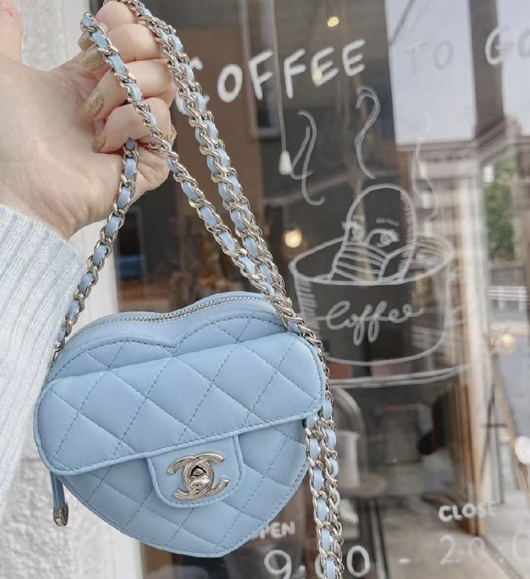 chanel mini flap bag heart chain