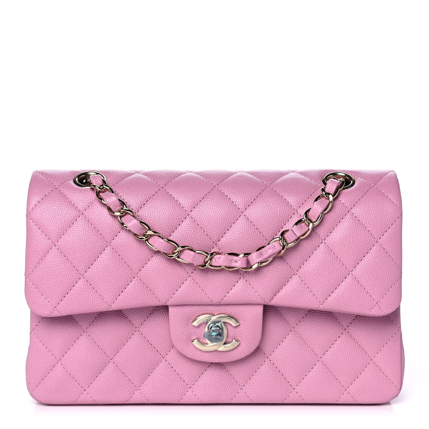 Chanel Small Classic Double Flap Bag in Barbie Pink Lambskin | Dearluxe