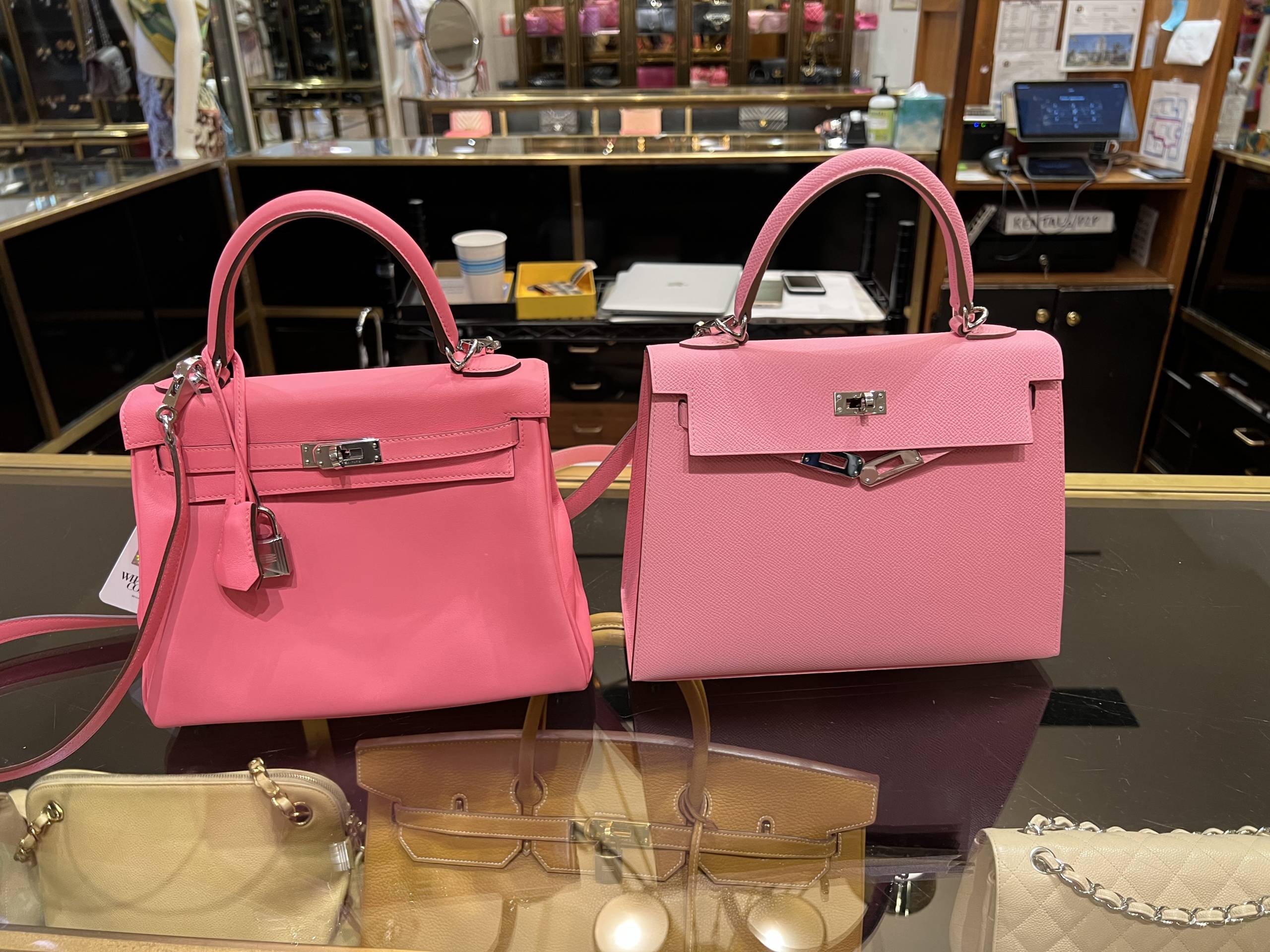 Hermes Kelly 25 Sellier Bag Ostrich Rouge Vif Pink Topstitch