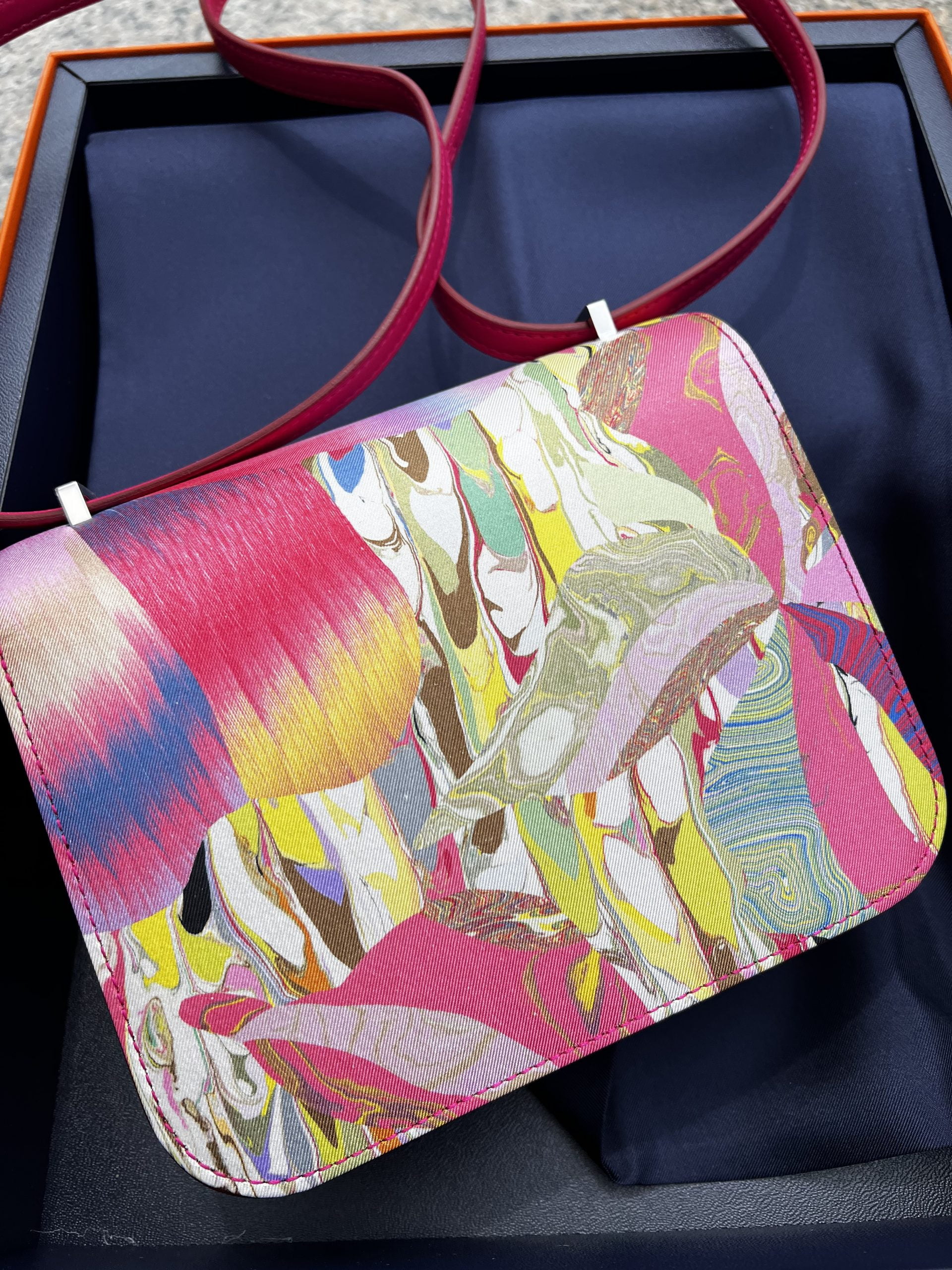 Hermes Constance 18, Pink Silk Print