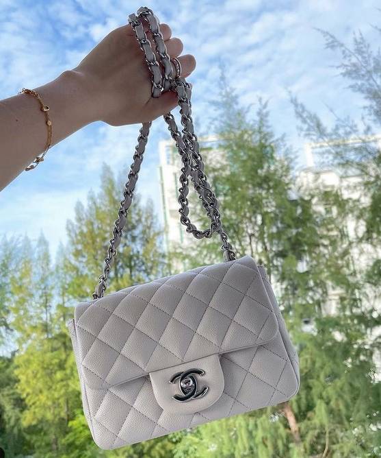 Chanel Square Mini Flap Black Caviar Leather Silver hardware