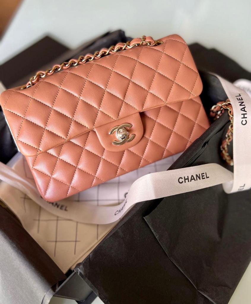 Chanel 22S Caramel Mini Flap Rectangular + Mod Shots