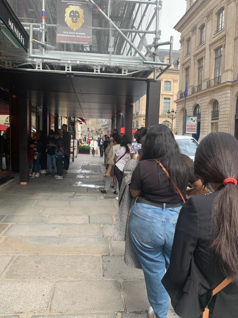 People outside E.Goyard boutique in Paris, Goyard is a French